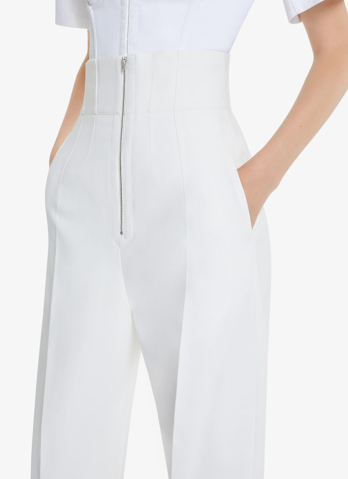 HIGH-WAIST LARGE COTTON TROUSERS ALAÏA PEARL WHITE HIGH-WAIST LARGE COTTON TROUSERS